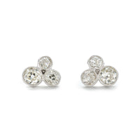 Three stone diamond stud earrings 1.20ct set in platinum