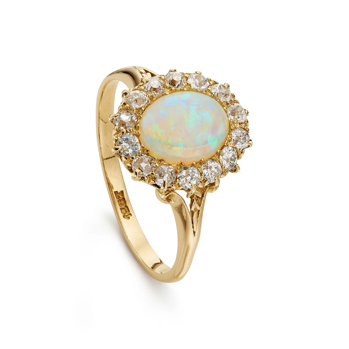 Opal 0.70ct & Diamond Engagement Ring in Yellow Gold