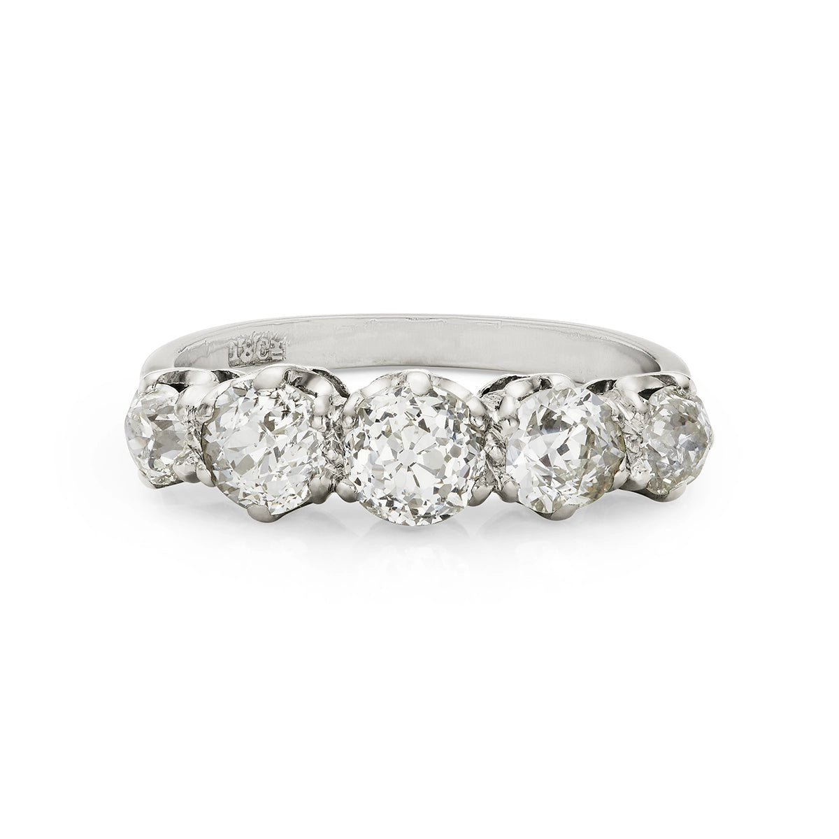 Vintage 1.85ct Diamond Five Stone Engagement Ring in white gold