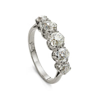 Vintage 1.85ct Diamond Five Stone Engagement Ring in white gold