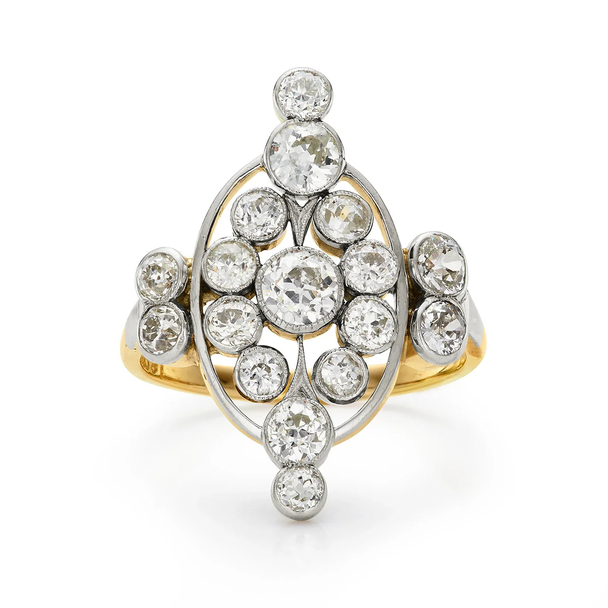 Art Deco 1.90ct Diamond Ring with yellow gold shank