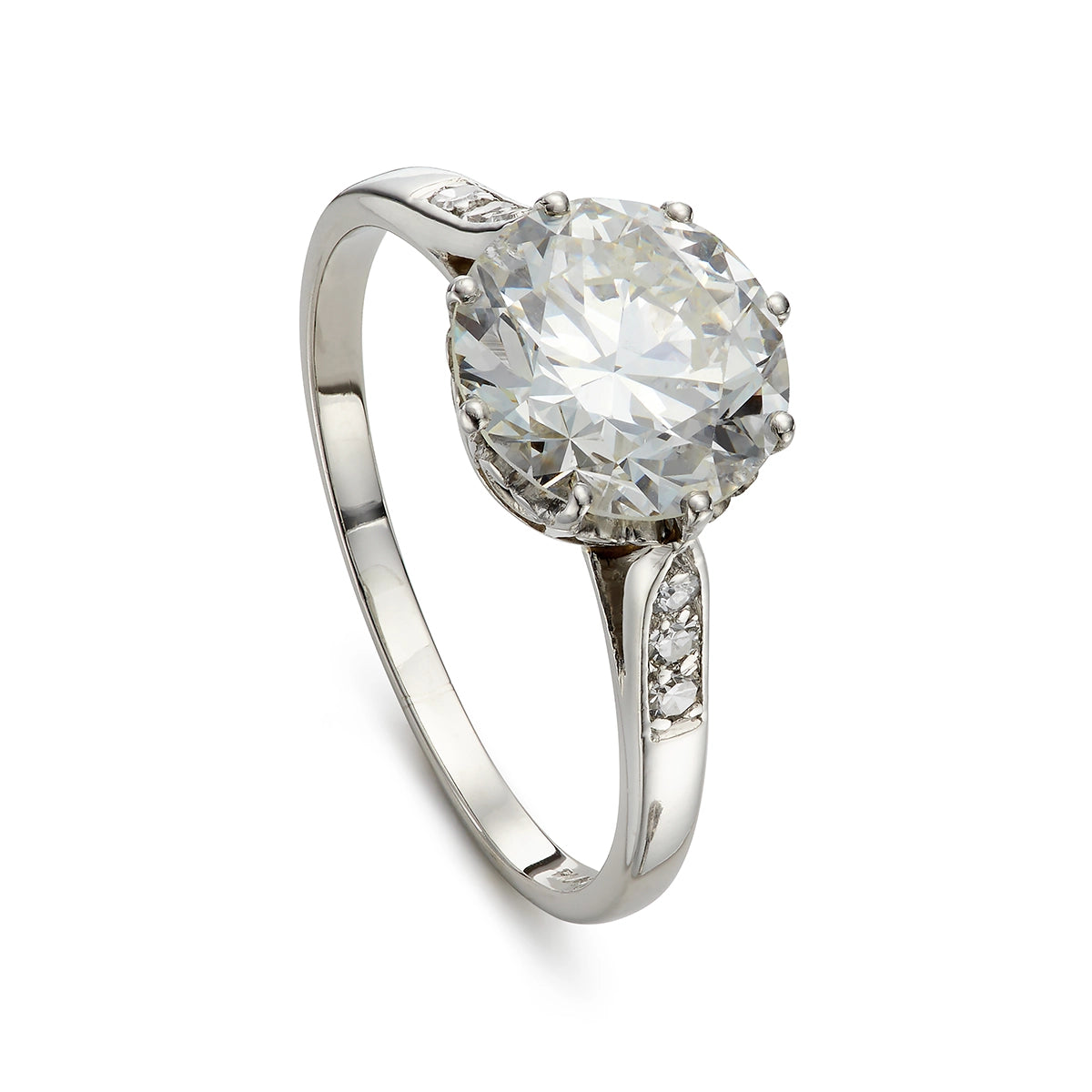 Edwardian 2.70ct Old Cut Diamond Solitaire Engagement Ring in platinum