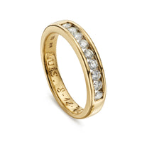 Vintage 0.50ct diamond half eternity wedding band in yellow gold with engraving