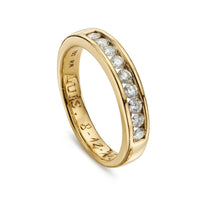 Vintage 0.50ct diamond half eternity wedding band in yellow gold with engraving