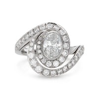 Contemporary 1.77ct Diamond Engagement Ring with swirl design set in platinum