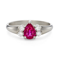 1.00ct Natural Ruby & 0.20ct Diamond Engagement Ring in platinum