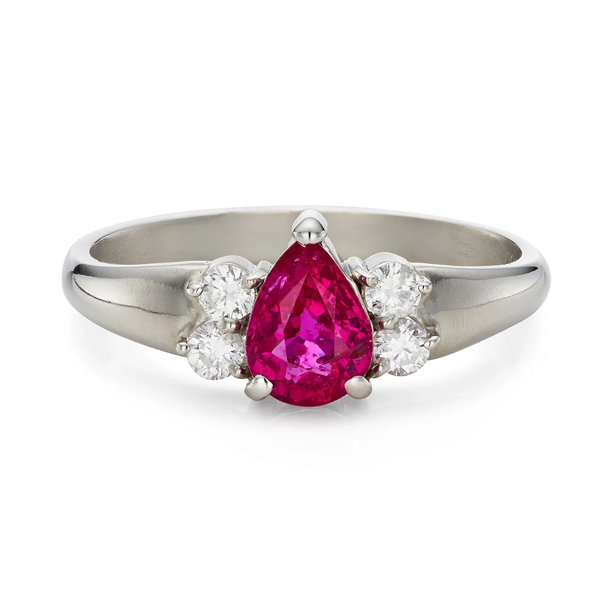 1.00ct Natural Ruby & 0.20ct Diamond Engagement Ring in platinum