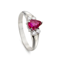 1.00ct Natural Ruby & 0.20ct Diamond Engagement Ring in platinum