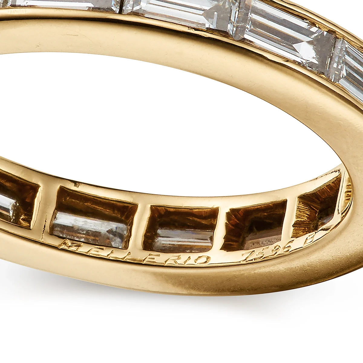 Vintage Mellerio 3.20ct baguette Diamond Eternity Ring in yellow gold
