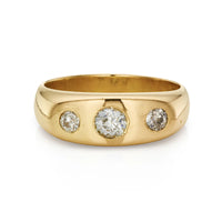 Victorian 0.80ct Three Stone Diamond Gypsy Ring in Yellow Gold