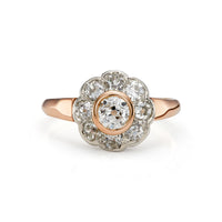 Victorian 1.30ct Diamond Cluster Engagement Ring in yellow, white and rose gold