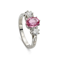 Vintage 1.20ct Oval Fancy Sapphire & Diamond Engagement Ring