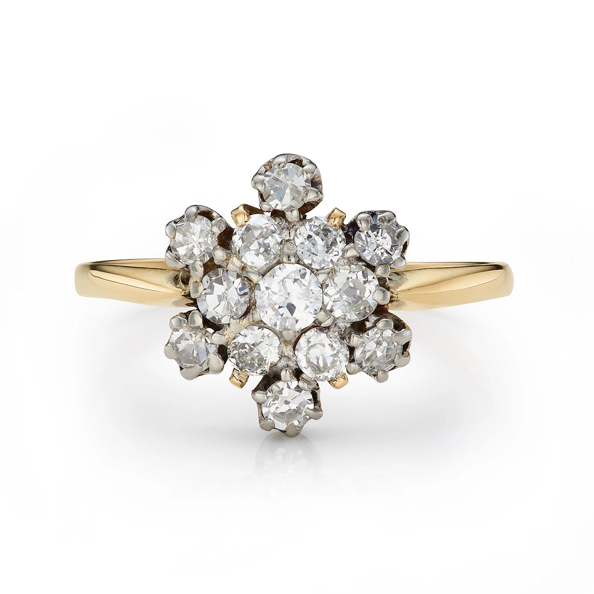 Vintage 0.70ct Diamond Cluster Engagement Ring in yellow gold