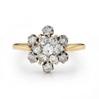 Vintage 0.70ct Diamond Cluster Engagement Ring in yellow gold
