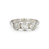 Victorian 1.45ct Diamond Three Stone Engagement Ring in White Gold
