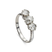 Victorian 1.45ct Diamond Three Stone Engagement Ring in White Gold