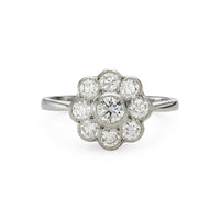 Modern 1.00ct diamond cluster engagement ring in platinum