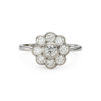 Modern 1.00ct diamond cluster engagement ring in platinum