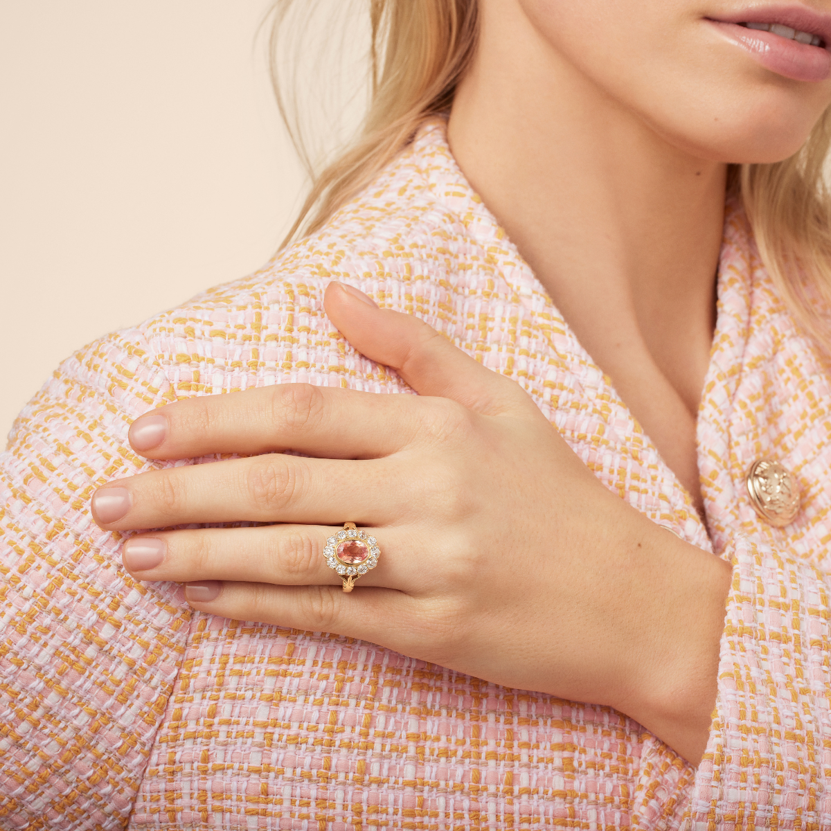 Reimagined 1.93ct Imperial Topaz & Diamond Cluster Ring