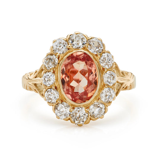 1.93ct Imperial topaz diamond cluster engagement ring