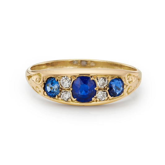 Victorian 0.75ct Sapphire & 0.15ct Diamond Ring