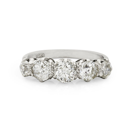 Vintage 1.85ct Diamond Five Stone Engagement Ring in white gold