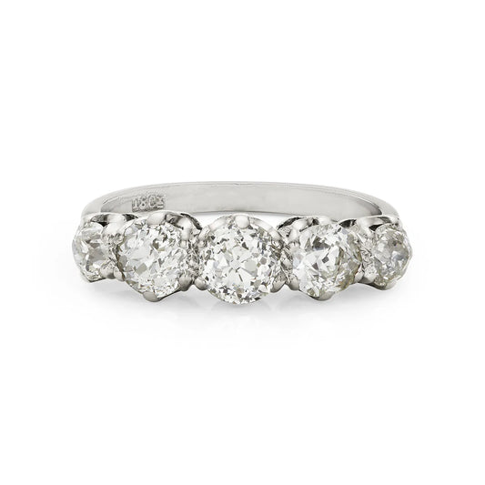 Vintage 1.85ct Diamond Five Stone Engagement Ring in white gold