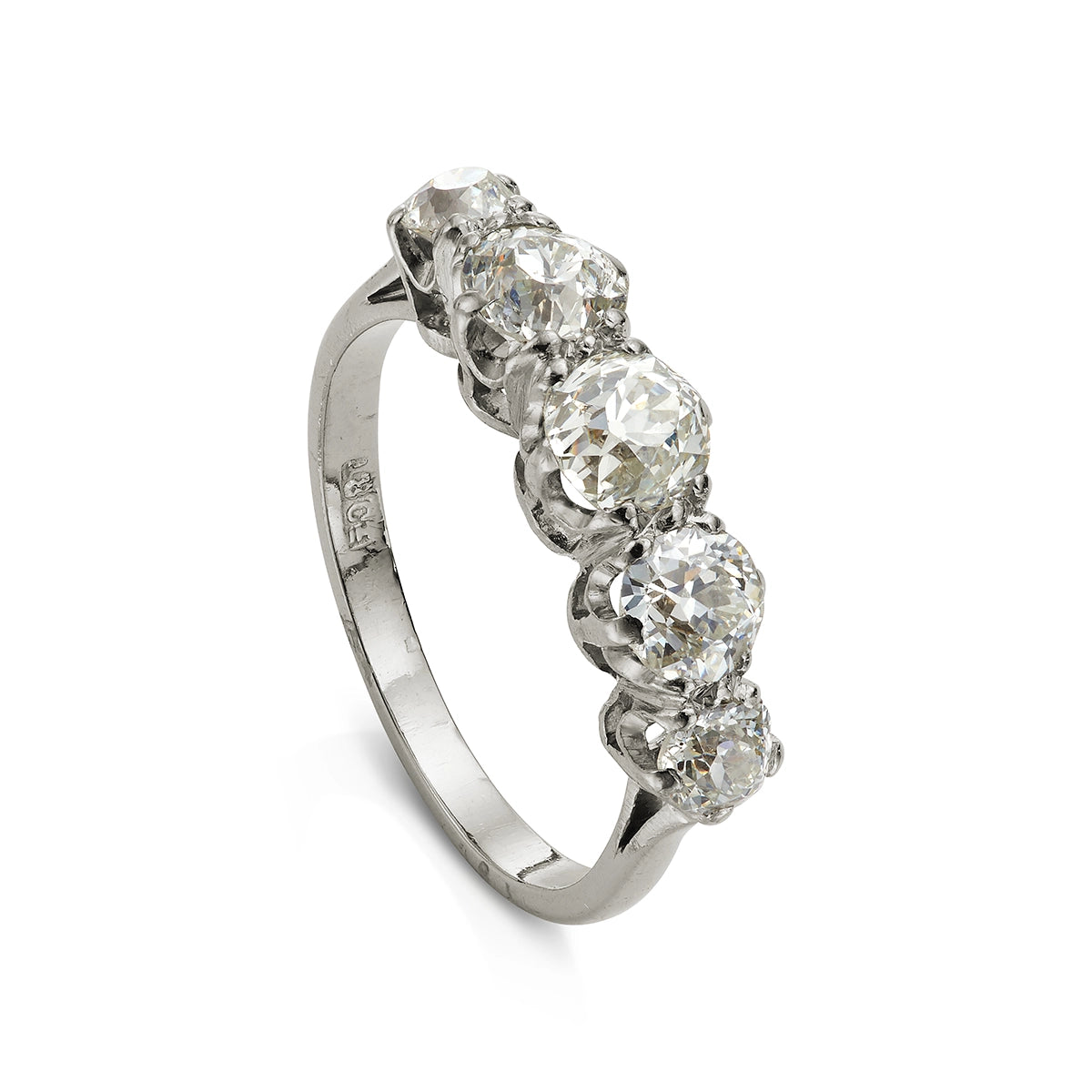 Vintage 1.85ct Diamond Five Stone Engagement Ring in white gold