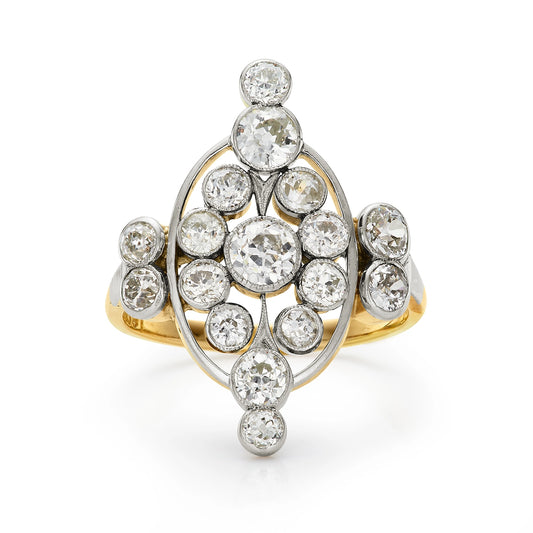 Art Deco 1.90ct Diamond Ring with yellow gold shank