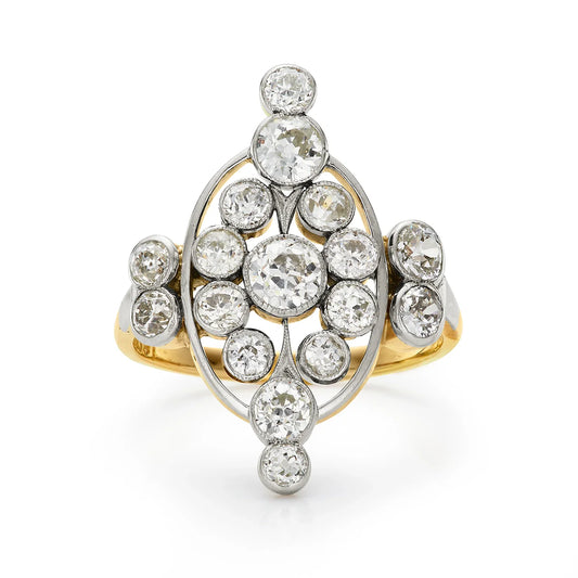 Art Deco 1.90ct Diamond Ring with yellow gold shank
