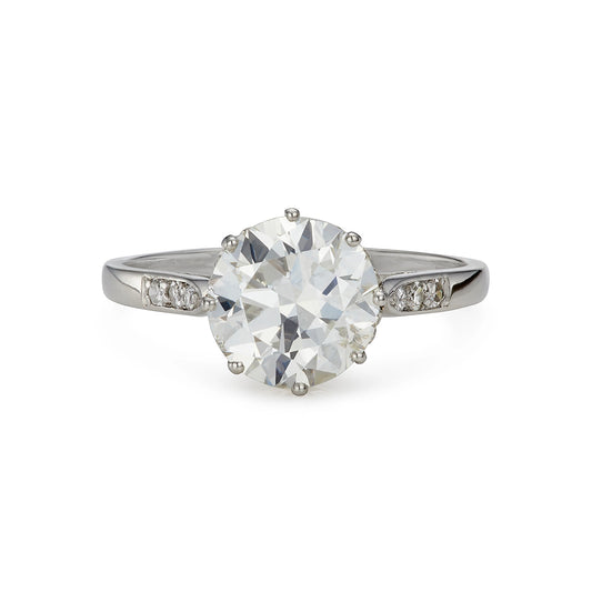 Edwardian 2.70ct Old Cut Diamond Solitaire Engagement Ring in platinum 