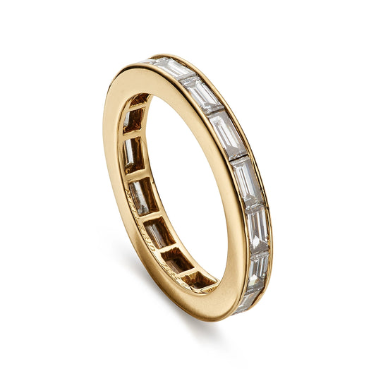 Vintage Mellerio 3.20ct baguette Diamond Eternity Ring in yellow gold