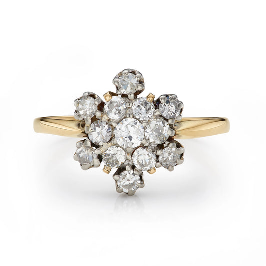 Vintage 0.70ct Diamond Cluster Engagement Ring in yellow gold