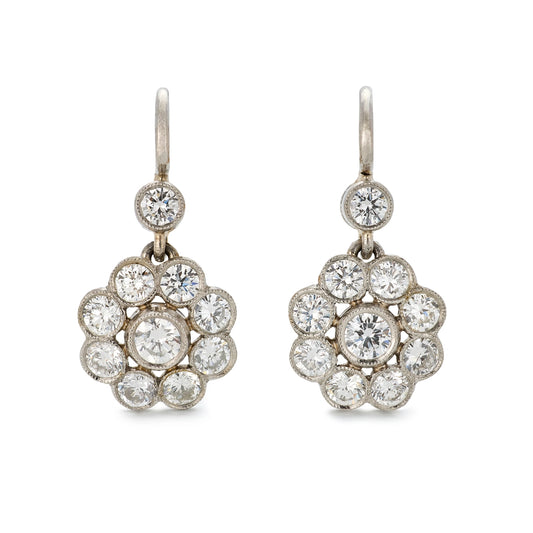 Vintage 1.10ct Diamond Drop Earrings 